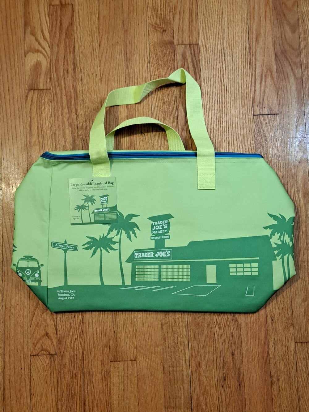 Large Trader Joe's Lime Green Insulated Cooler Bag 8 Gallons